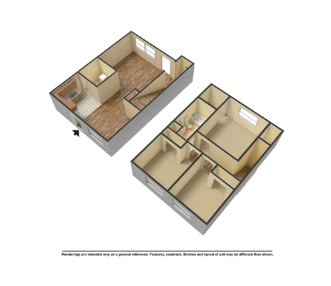 the 1122 small floor plan  studio apartment